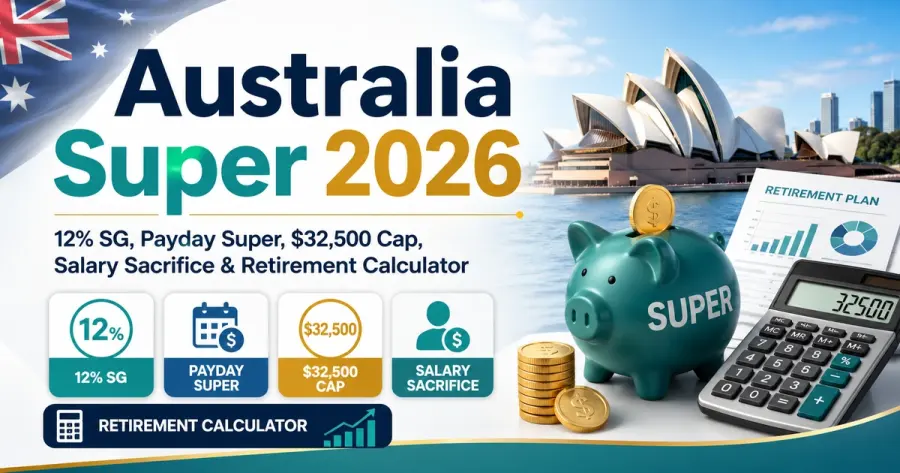 Super أستراليا 2026: SG 12% وPayday Super وحد $32,500 وSalary Sacrifice وحاسبة التقاعد