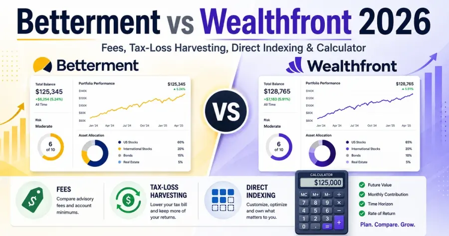 Betterment vs Wealthfront 2026: مقارنة الرسوم وTax-Loss Harvesting وDirect Indexing