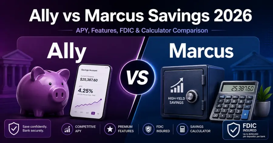 Ally vs Marcus 2026: مقارنة APY والمزايا وFDIC بالحاسبة