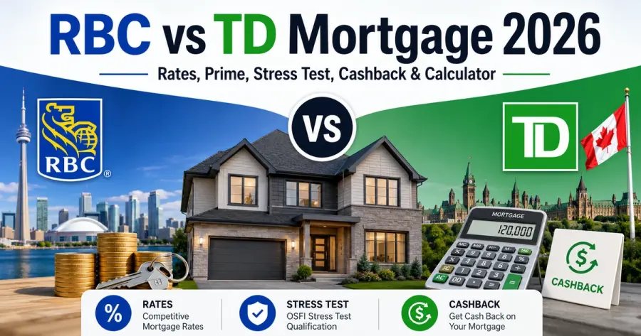 RBC vs TD Mortgage 2026: مقارنة الفائدة وPrime وStress Test وCashback