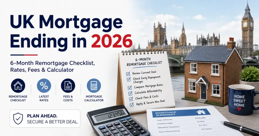 انتهاء Mortgage UK في 2026: خطة 6 أشهر وRates وFees وحاسبة الرهن