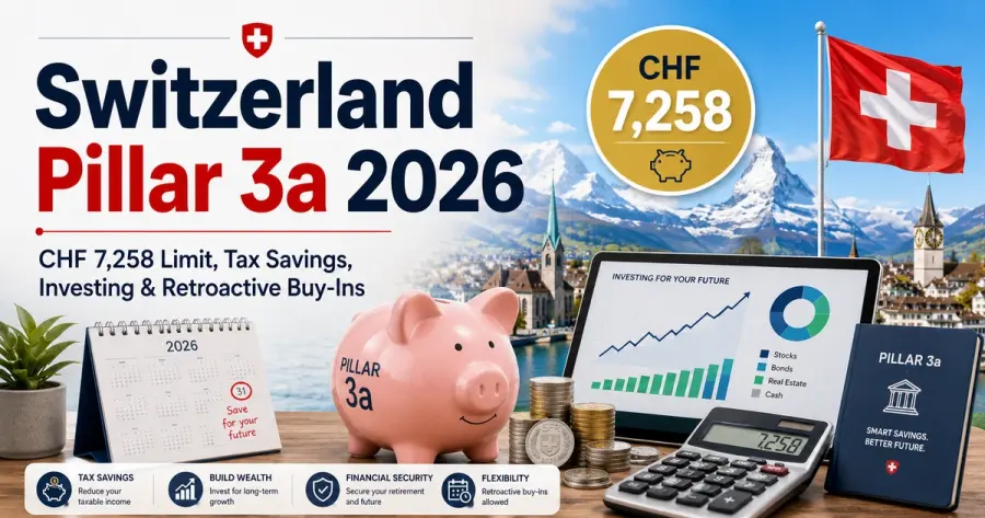 Pillar 3a سويسرا 2026: ‏CHF 7,258 والضرائب والاستثمار وRetroactive Buy-ins